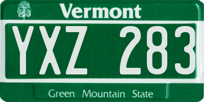 VT license plate YXZ283