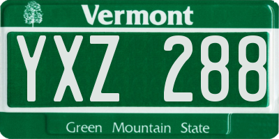 VT license plate YXZ288