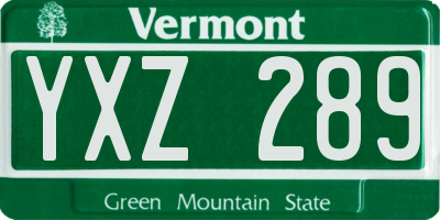 VT license plate YXZ289