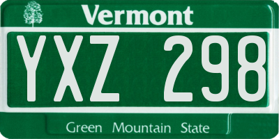 VT license plate YXZ298