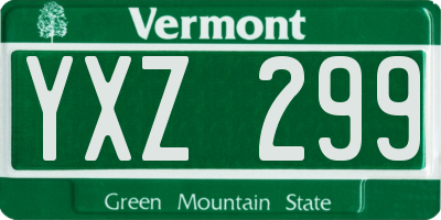 VT license plate YXZ299