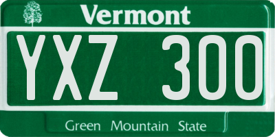VT license plate YXZ300