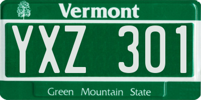 VT license plate YXZ301
