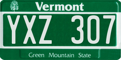 VT license plate YXZ307