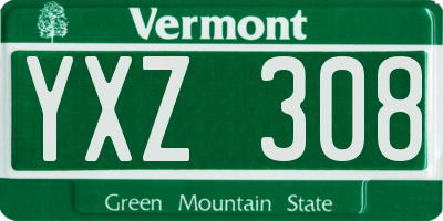 VT license plate YXZ308