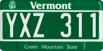 VT license plate YXZ311