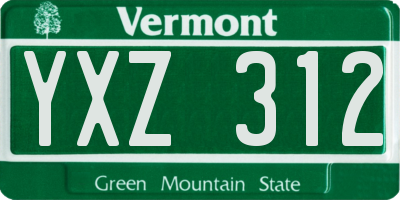 VT license plate YXZ312