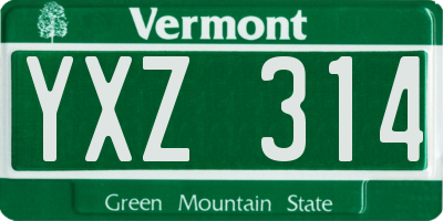 VT license plate YXZ314