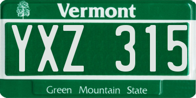 VT license plate YXZ315