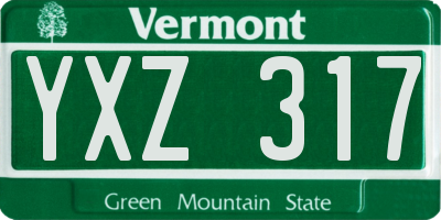 VT license plate YXZ317