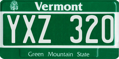 VT license plate YXZ320