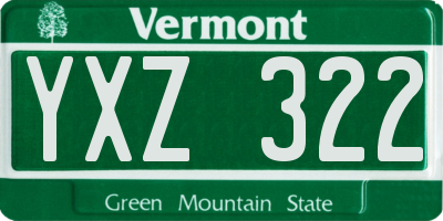 VT license plate YXZ322