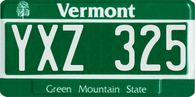 VT license plate YXZ325