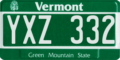 VT license plate YXZ332