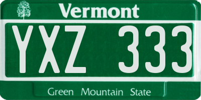 VT license plate YXZ333