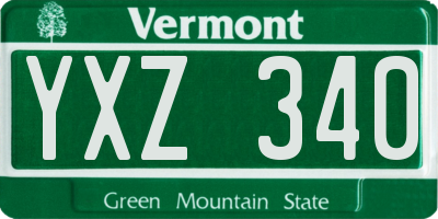 VT license plate YXZ340
