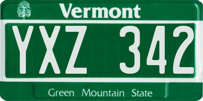 VT license plate YXZ342