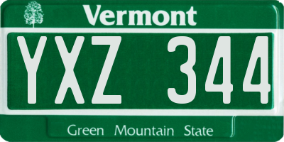 VT license plate YXZ344