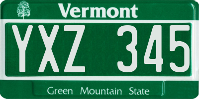 VT license plate YXZ345