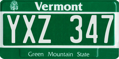 VT license plate YXZ347