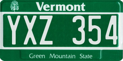 VT license plate YXZ354