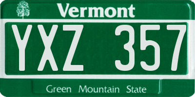 VT license plate YXZ357