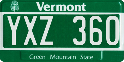 VT license plate YXZ360