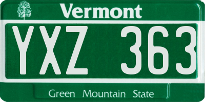 VT license plate YXZ363