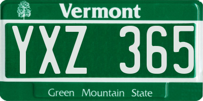 VT license plate YXZ365