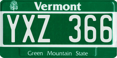 VT license plate YXZ366