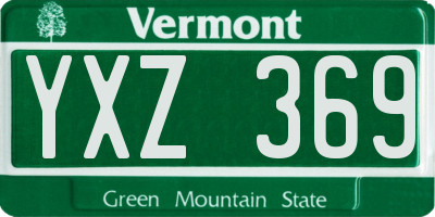VT license plate YXZ369