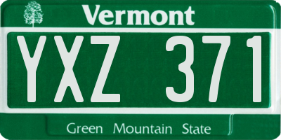 VT license plate YXZ371