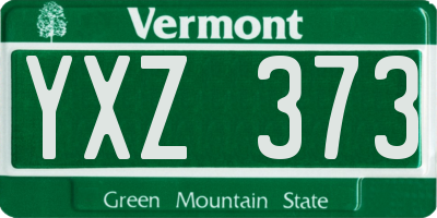 VT license plate YXZ373