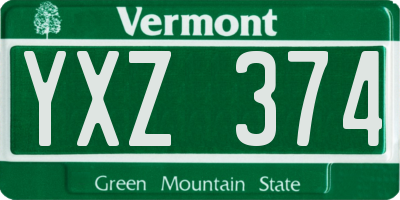 VT license plate YXZ374
