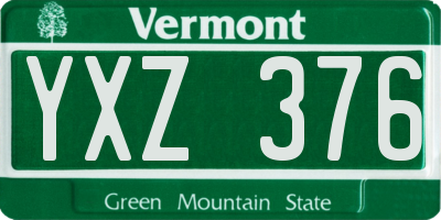 VT license plate YXZ376