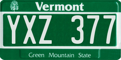 VT license plate YXZ377
