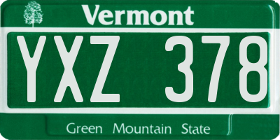 VT license plate YXZ378
