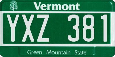 VT license plate YXZ381