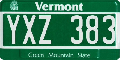 VT license plate YXZ383