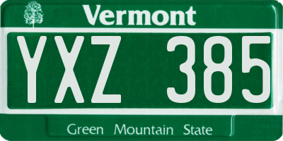 VT license plate YXZ385