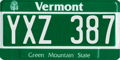 VT license plate YXZ387
