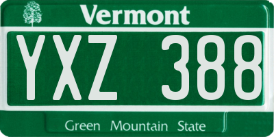 VT license plate YXZ388