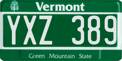VT license plate YXZ389