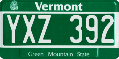 VT license plate YXZ392