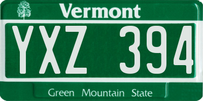 VT license plate YXZ394