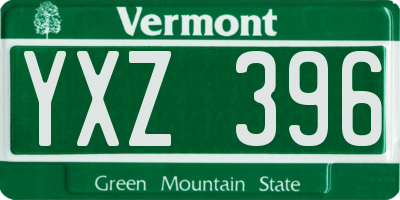 VT license plate YXZ396