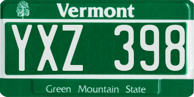 VT license plate YXZ398