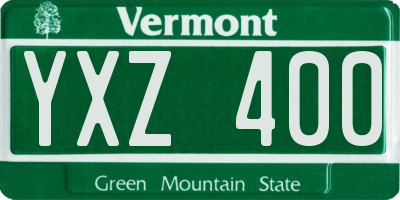 VT license plate YXZ400
