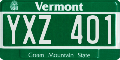 VT license plate YXZ401