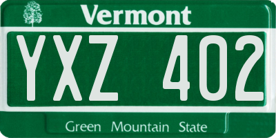 VT license plate YXZ402
